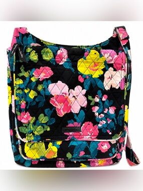 Vera Bradley Floral Quilted Crossbody Shoulder Bag Pink Lining Adjustable Purse